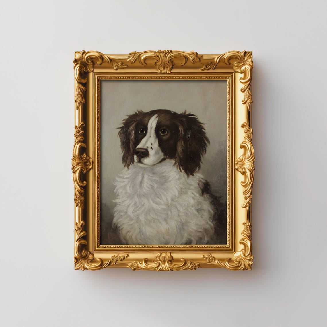 Charming Vintage Spaniel Dog Classic Oil Painting Portrait Poster
