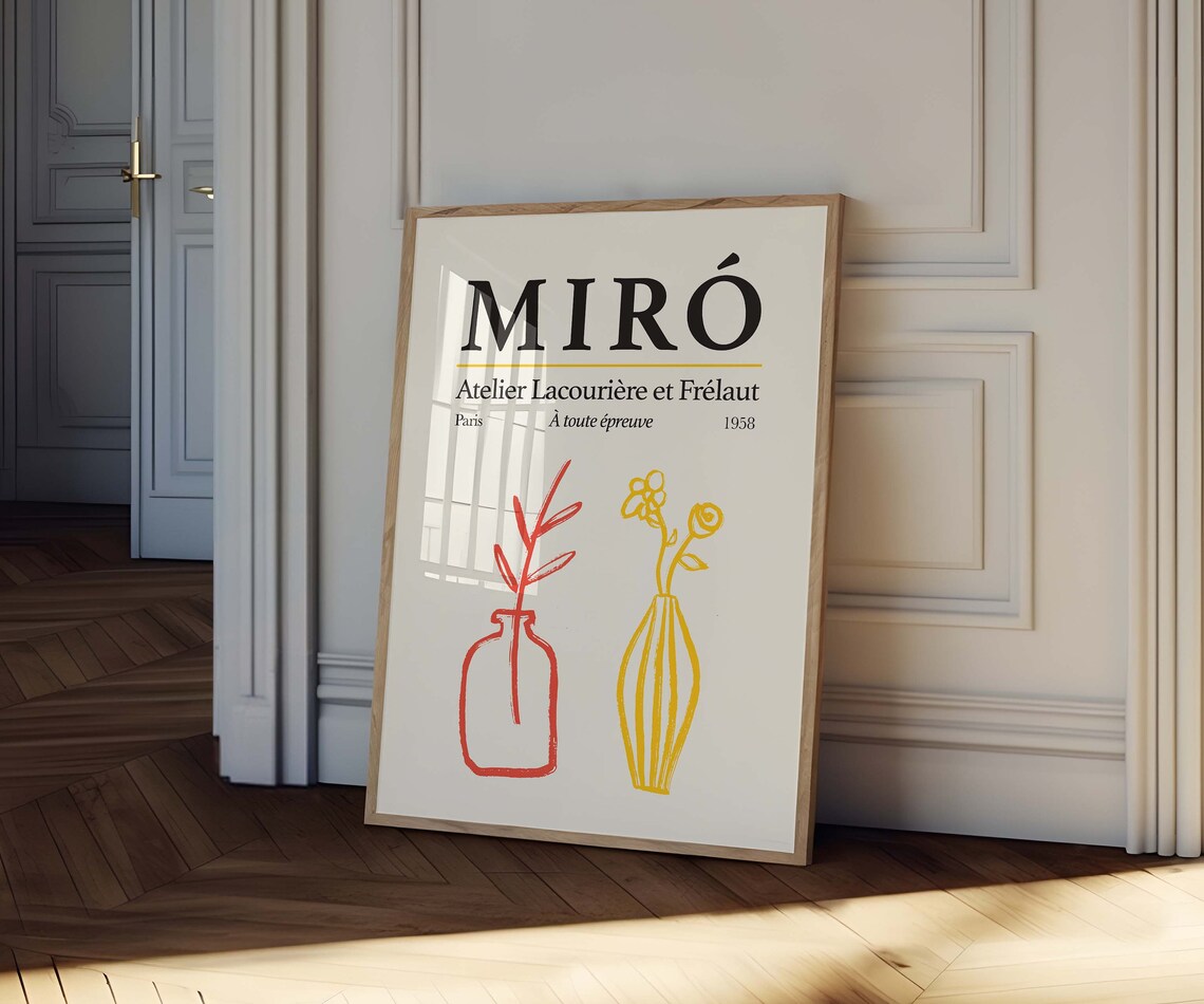 Miro Atelier Lacouriere et Frelaut Paris 1958 Vase Line Art Poster - Image 3