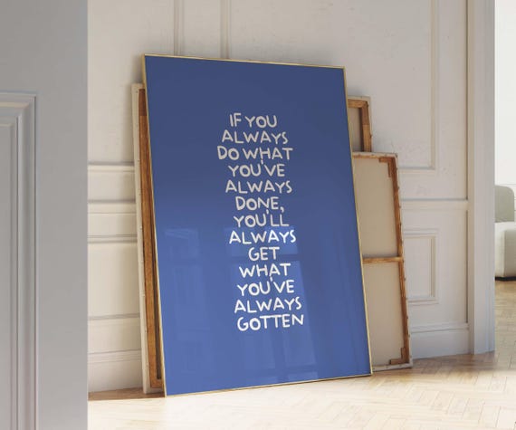 Trendy Blue Poster Hand Drawn Sketch Print Blue Wall Art Aesthetic Wall Art Motivational Art Exhibition Poster Retro Wall Art