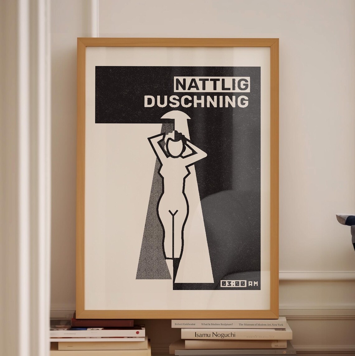 Nattlig Duschning 3AM Shower Line Art Funny Bathroom Wall Poster