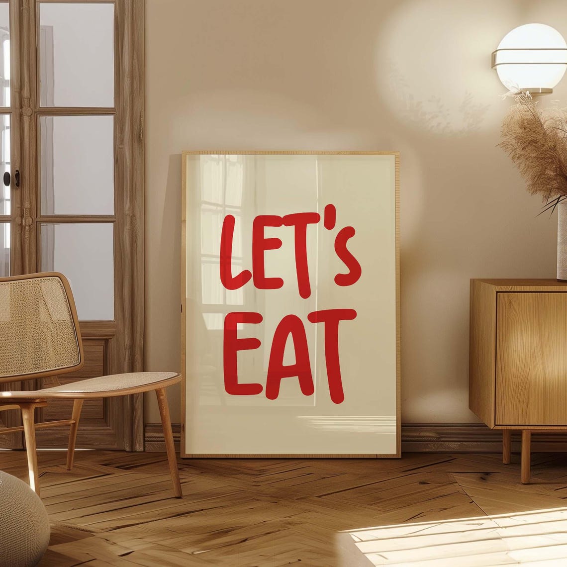 Bold Let's Eat Typography and Red Tomato Kitchen Art Poster Set - Image 3