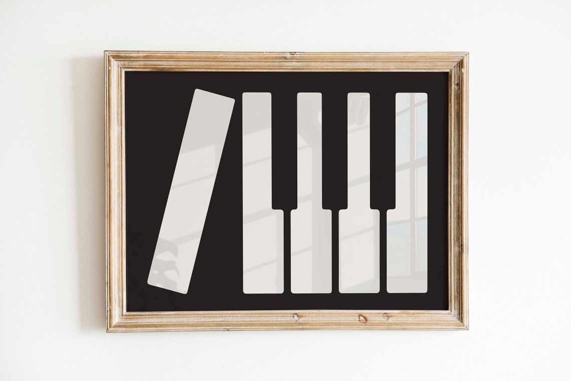 Piano Keys Abstract Black And White Modern Music Room Poster - Image 3