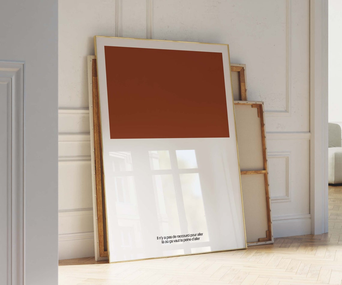 French Quote No Shortcut Terracotta Minimalist Color Block Art Poster