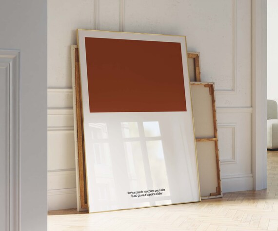 French Quote No Shortcut Terracotta Minimalist Color Block Art Poster