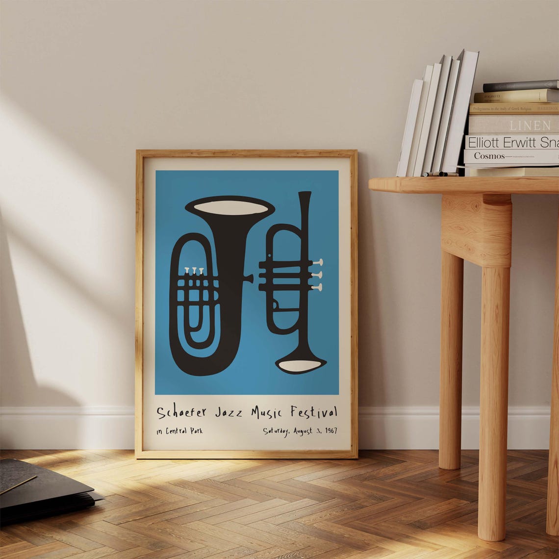 Schaefer Jazz Festival 1967 Blue Tuba Trumpet Central Park Poster - Image 3