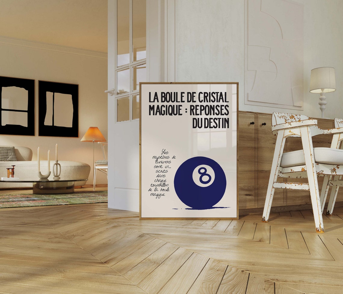 Trendy Blue Print French Book Poster 8 Ball Print Exhibition French Poster Blue Wall Art French Print Poster French Vintage Art - Image 2