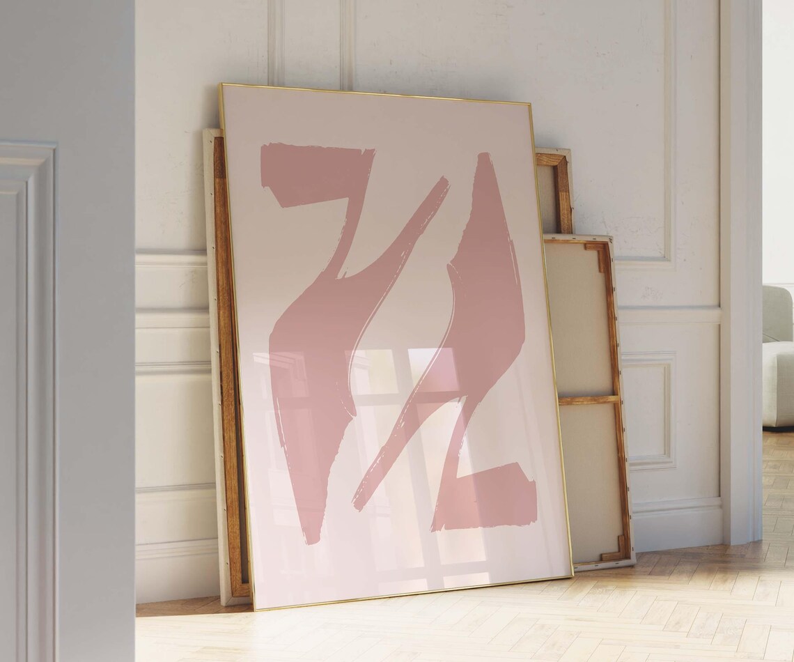 Pink High Heels Pair Mid Century Fashion Abstract Art Poster