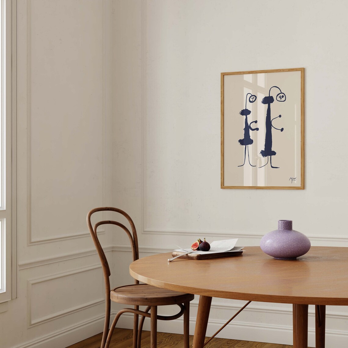 Joan Miro Two Tall Black Doodle Figures Whimsical Surrealist Art Poster - Image 2