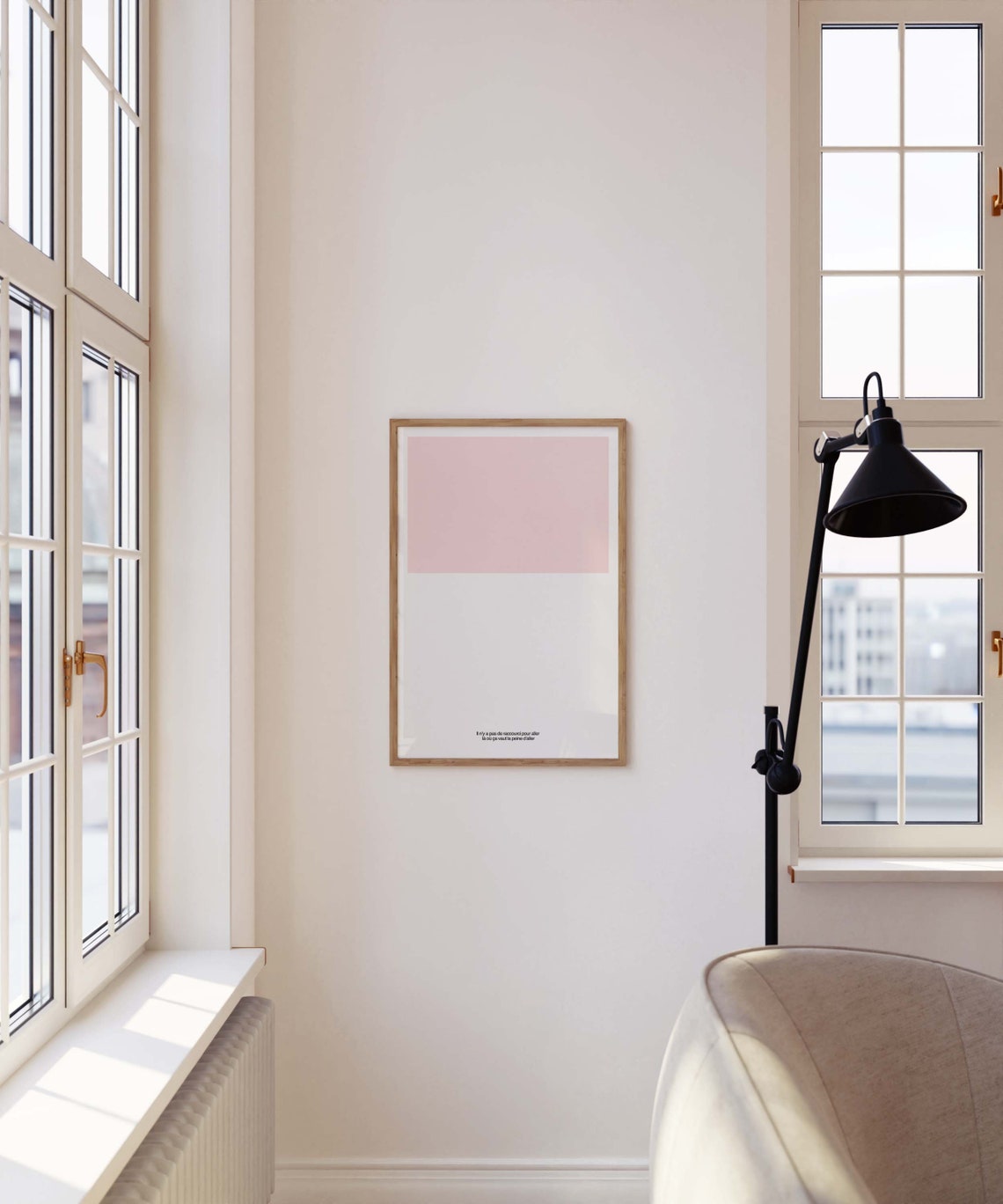 French Quote No Shortcut Light Pink Minimalist Color Block Art Poster - Image 3