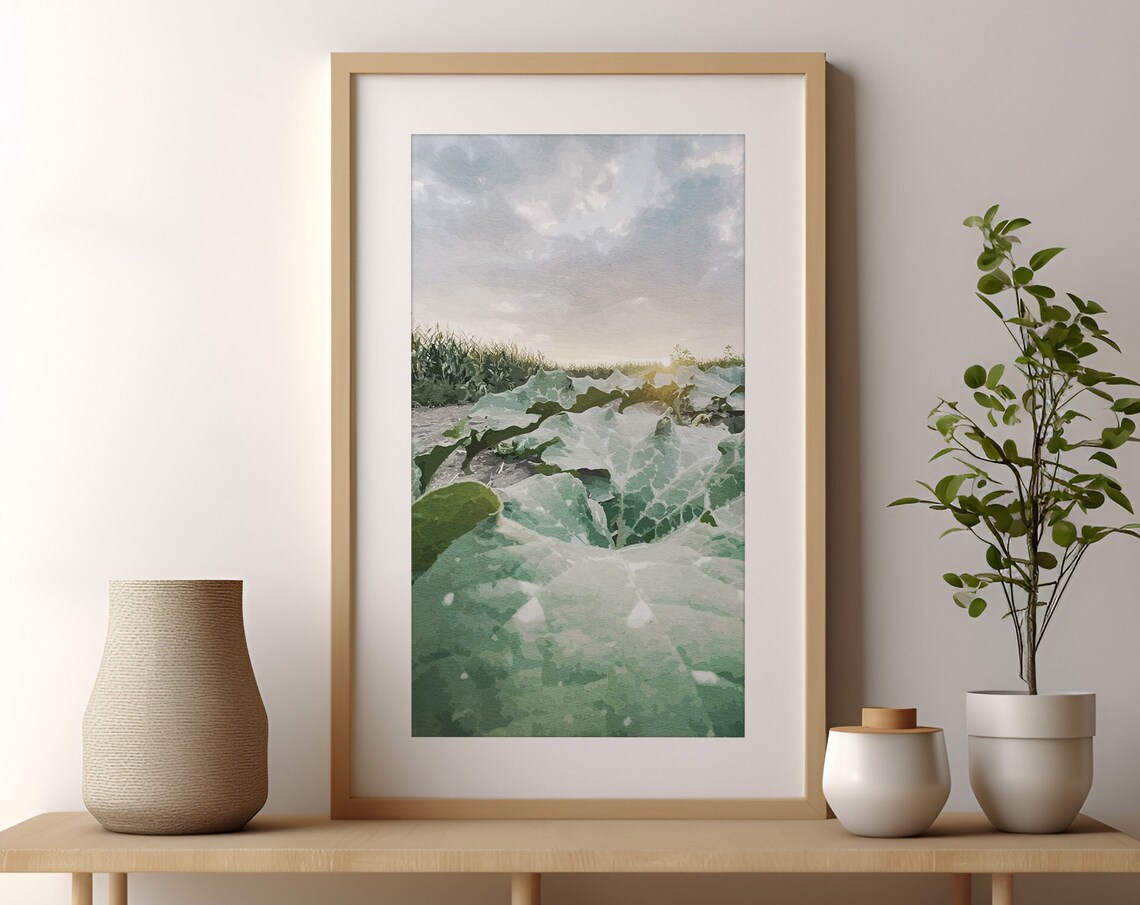 Pumpkin Patch Leaves at Sunrise Soft Green Fall Photography Poster