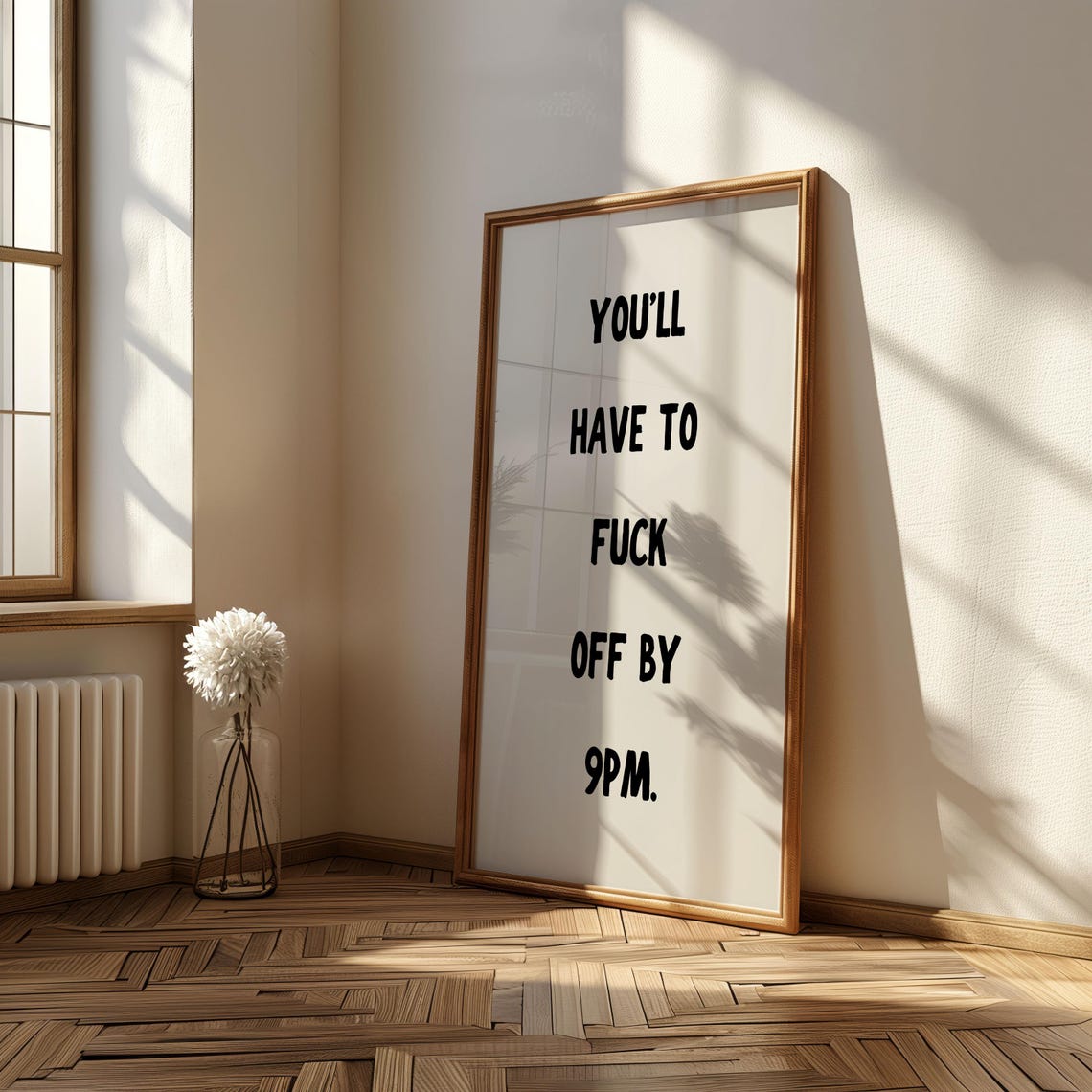 Rude Funny Quote You Have To F Off By 9PM Typography Art Print - Image 2