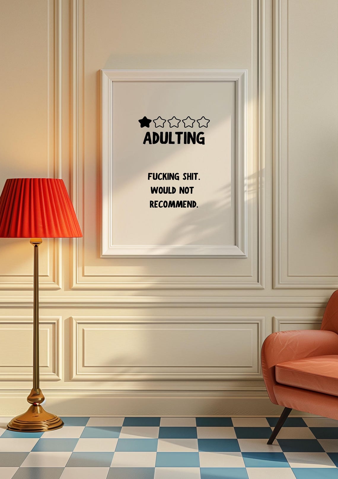 Funny Adulting One Star Review Sarcastic Quote Typography Print - Image 3