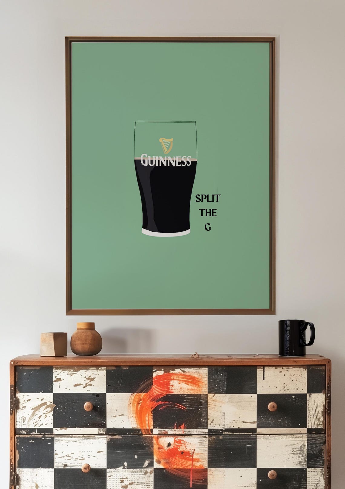 Guinness Split The G Stout Pint Green Irish Pub Bar Art Print - Image 3