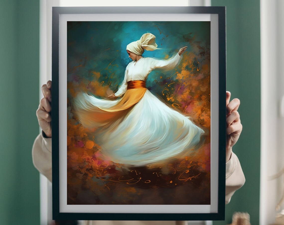Whirling Dervish Sufi Dance Art Print Spiritual Middle Eastern Wall Poster Art - Image 3