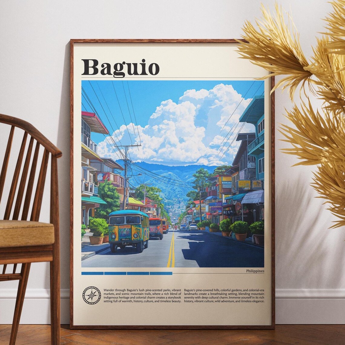 Baguio Philippines Mountain City Jeepneys Vintage Travel Poster