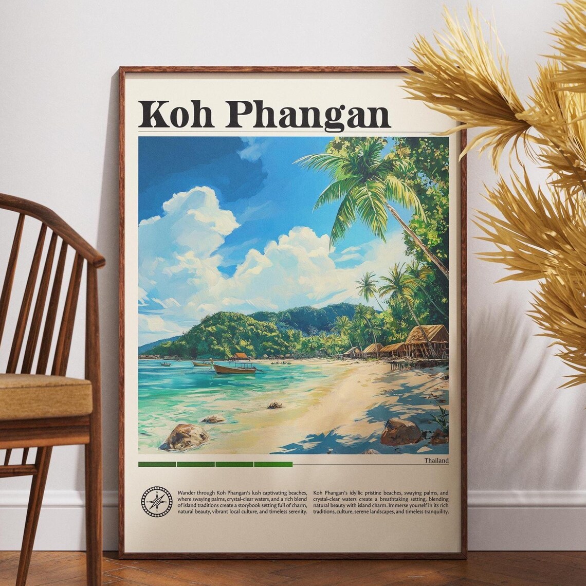 Koh Phangan Travel Print Thailand Poster Wall Art Asia Thai