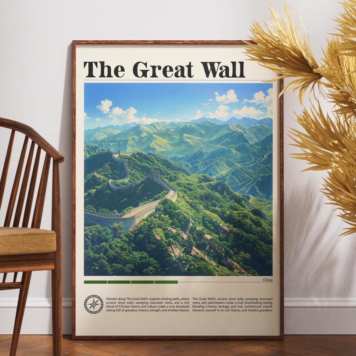 The Great Wall of China Mountain Winding Views Travel Poster