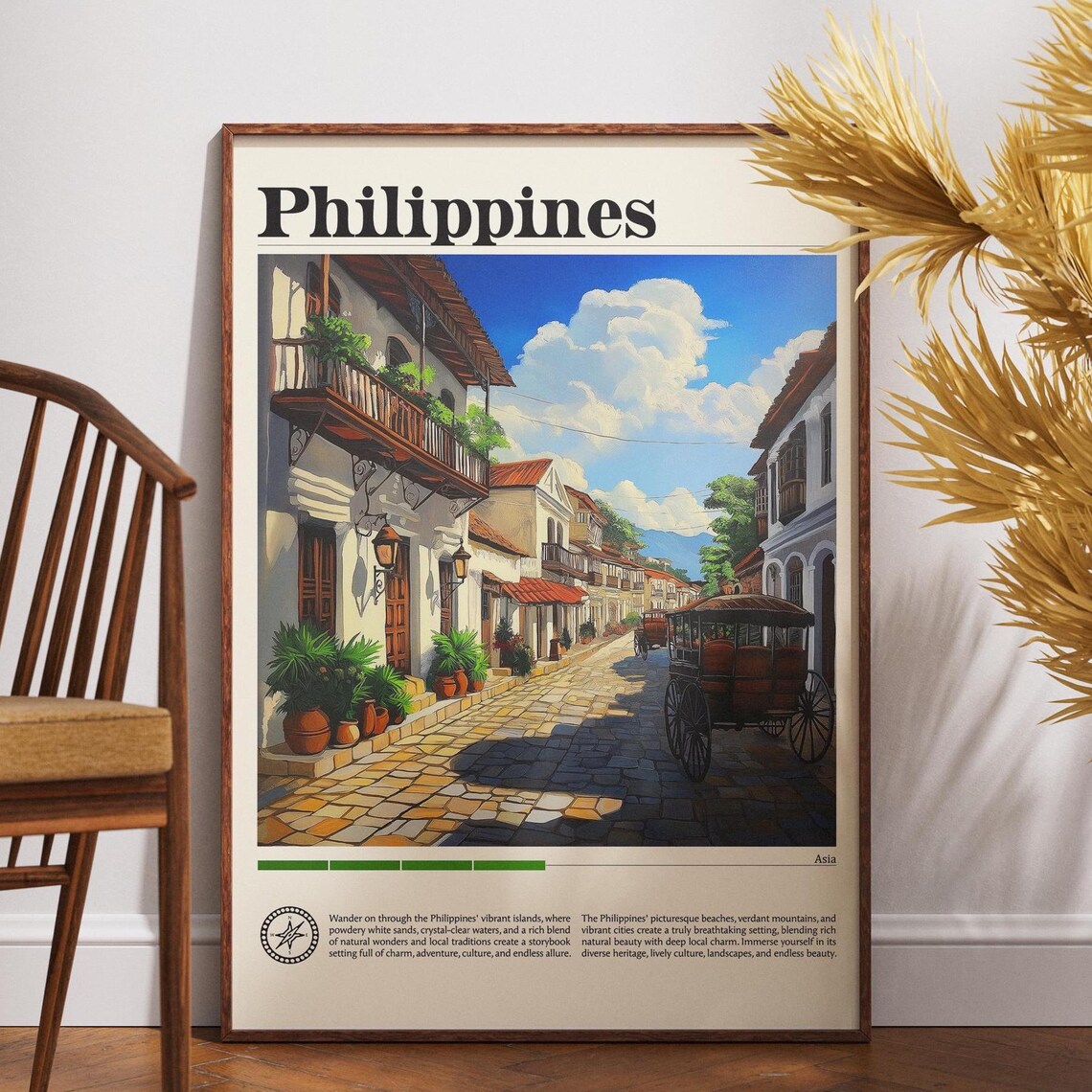 Philippines Heritage Street Horse Carriage Colonial Town Travel Poster