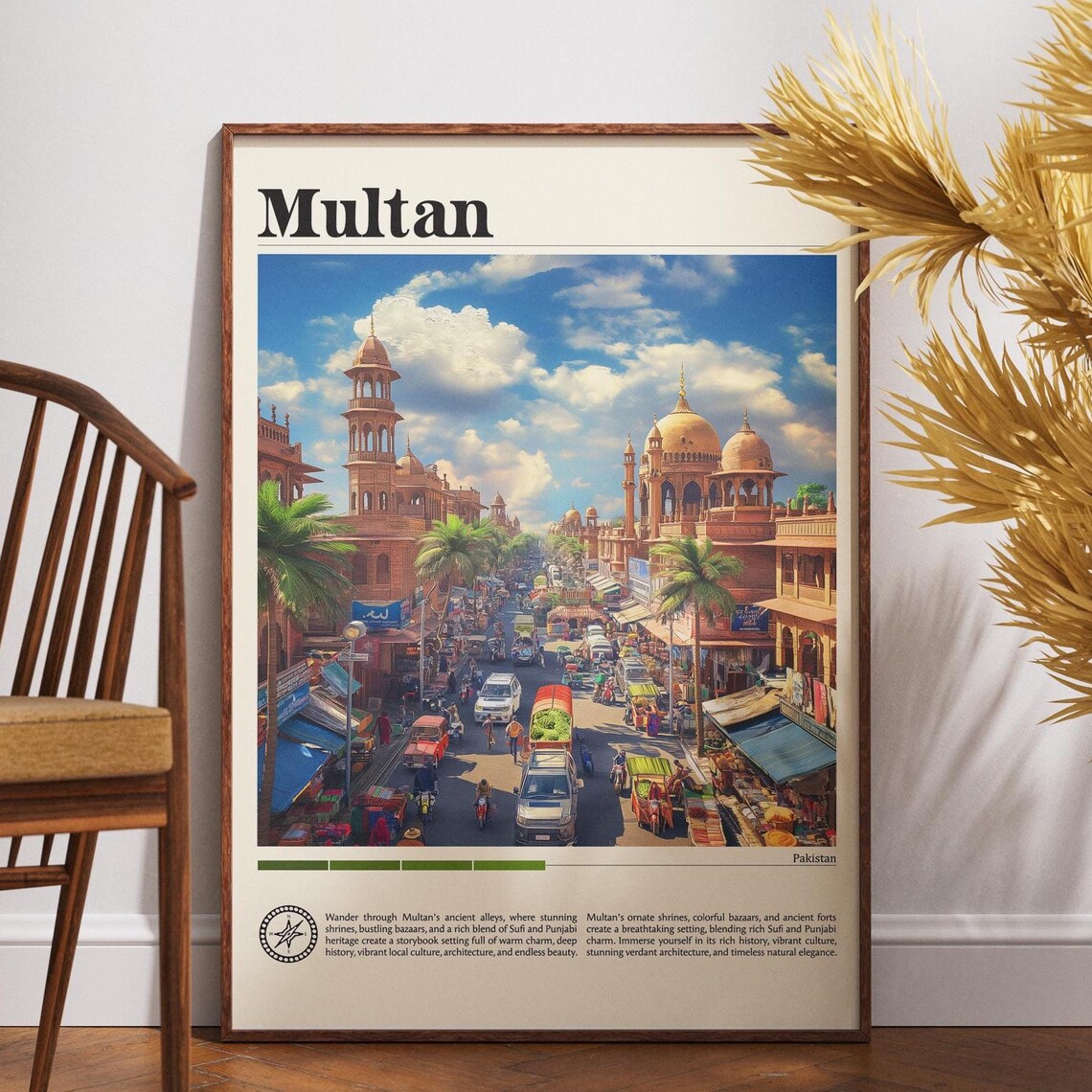Multan Pakistan Bustling Bazaar Street Historic City Travel Poster