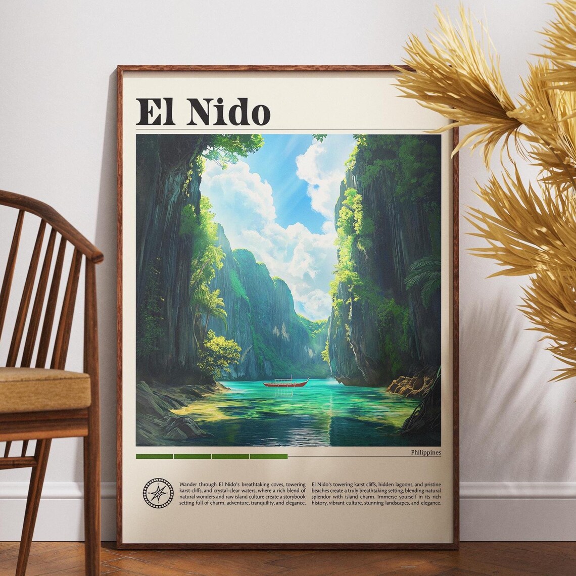 El Nido Philippines Hidden Lagoon Karst Cliffs Tropical Poster Art