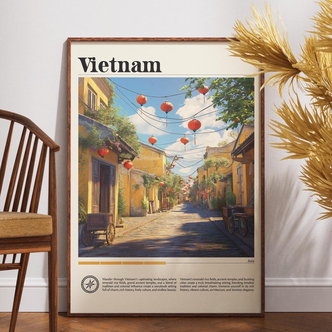 Vietnam Travel Poster, Hanoi Hoi An