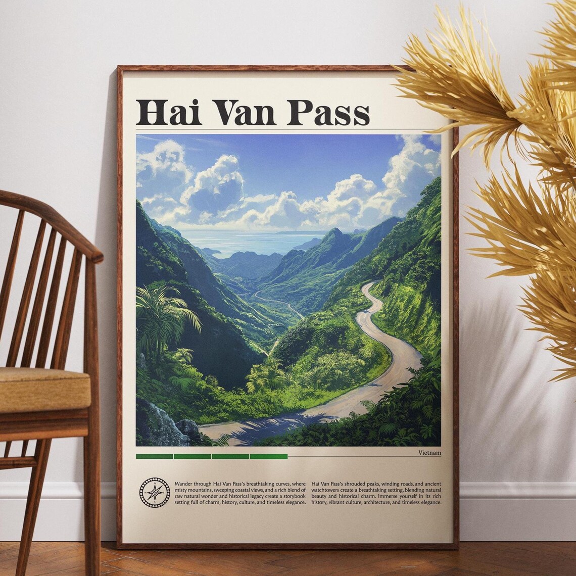 Hai Van Pass Vietnam Misty Mountain Coastal Road Travel Poster