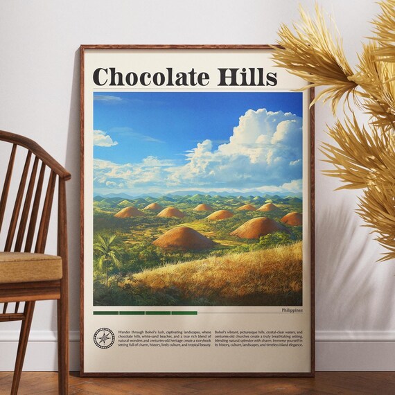 Chocolate Hills Travel Print Philippines Bohol Poster Wall Art
