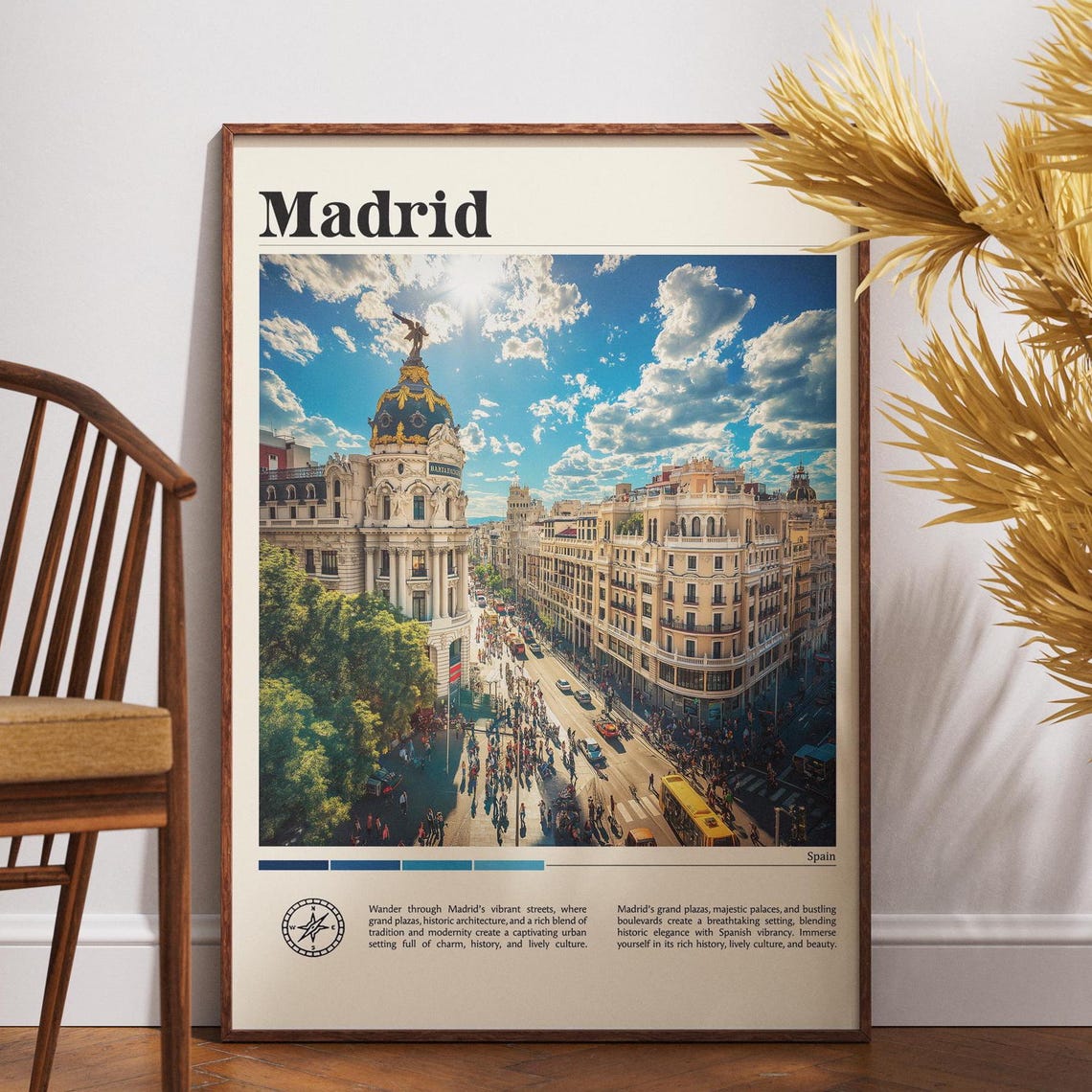 Madrid City Spain Travel Print Spain Travel Poster Travel Wall Art City Map Print Travel Poster Travel Art Gift Travel Home Decor