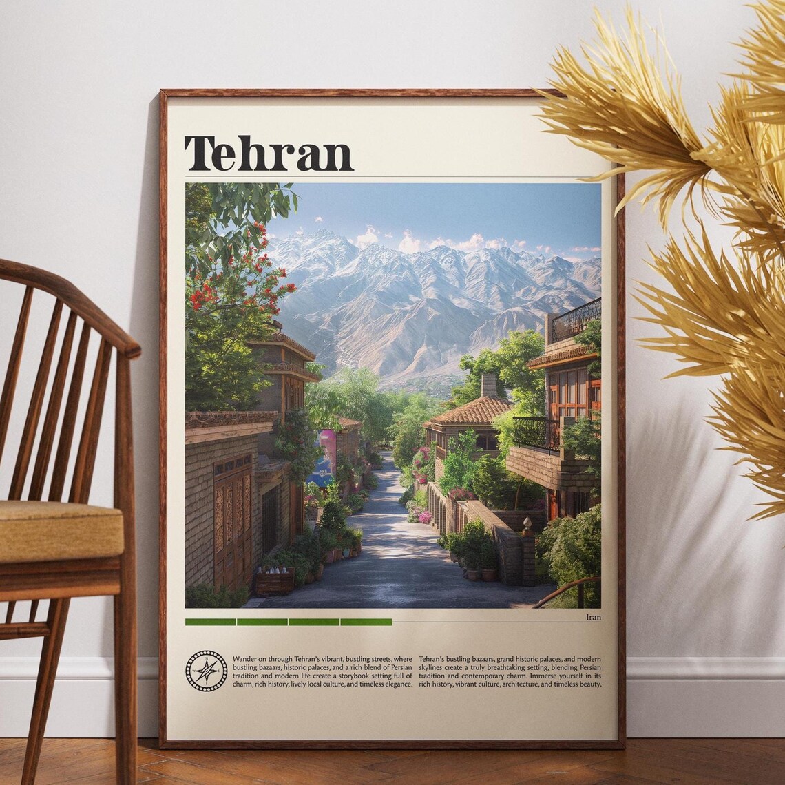 Historic Tehran Iran Old Town Alley Street Mountain Travel Poster