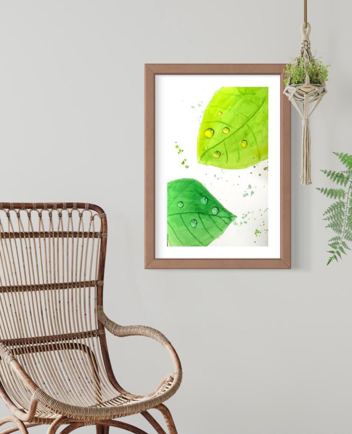 Fresh Green Leaves with Sparkling Water Droplets Botanical Poster - Image 5