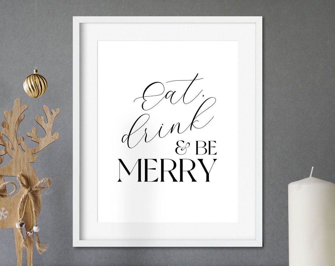 Eat Drink And Be Merry Christmas Holiday Script Kitchen Poster - Image 4