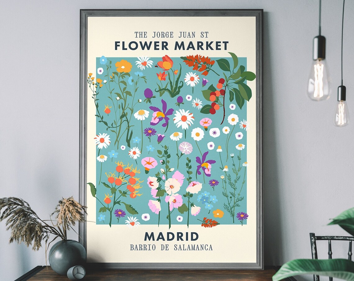 Madrid Flower Market Vintage Floral Poster Print
