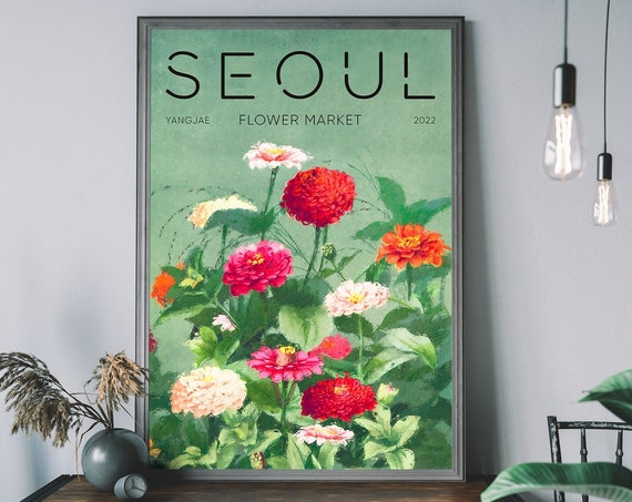 Seoul Flower Market Retro Botanical Art Print