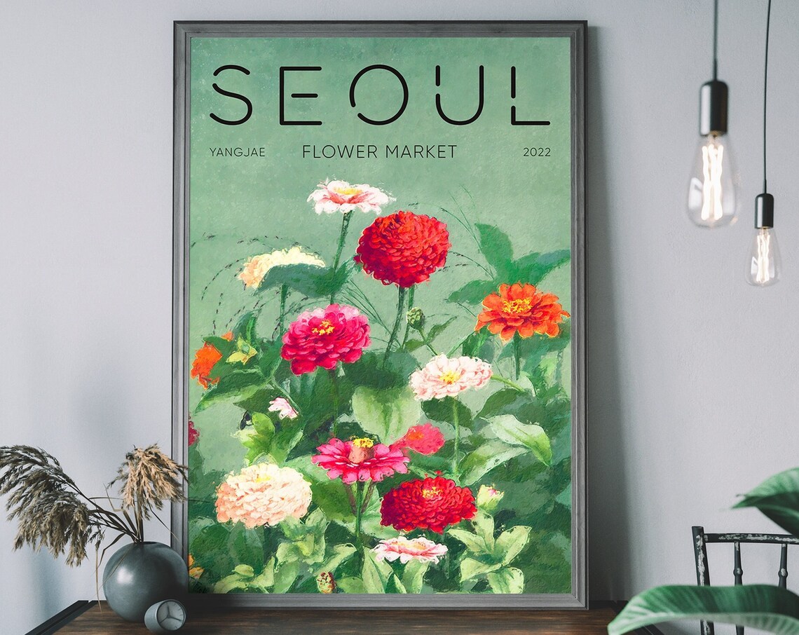 Seoul Flower Market Retro Botanical Art Print