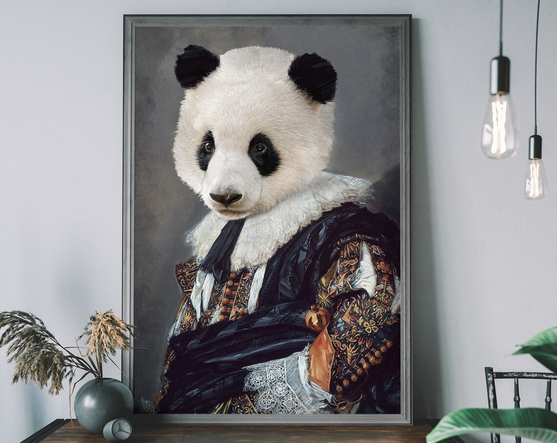 Panda Portrait Renaissance Animal Art Print