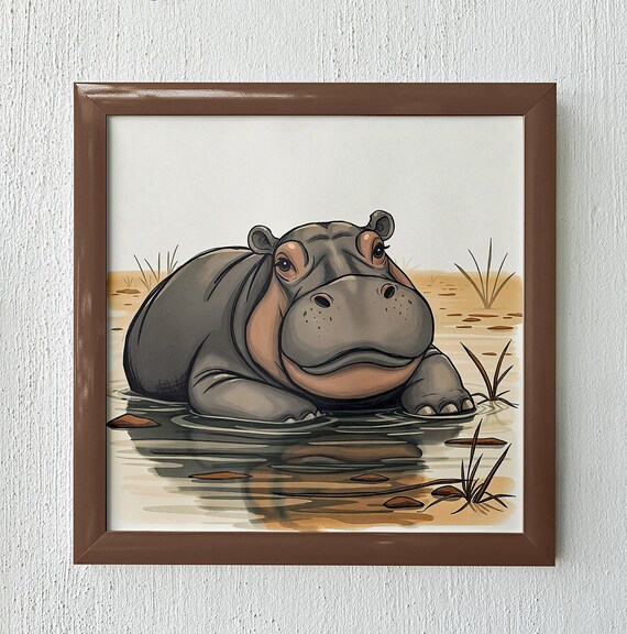 Hippo Lover Gift, Animal Poster For Kids