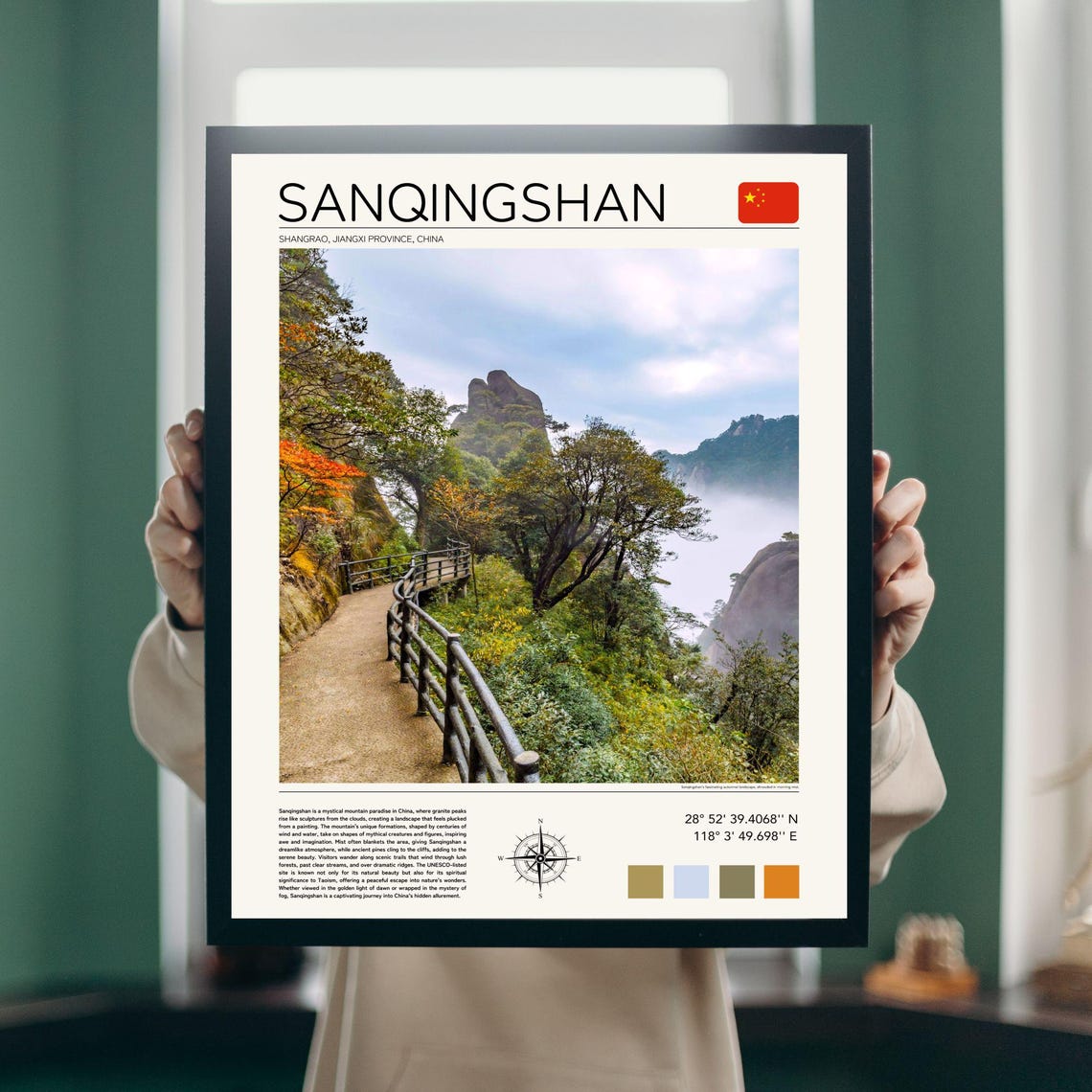 Sanqingshan China Misty Granite Peaks Mountain Trail View Poster - Image 3