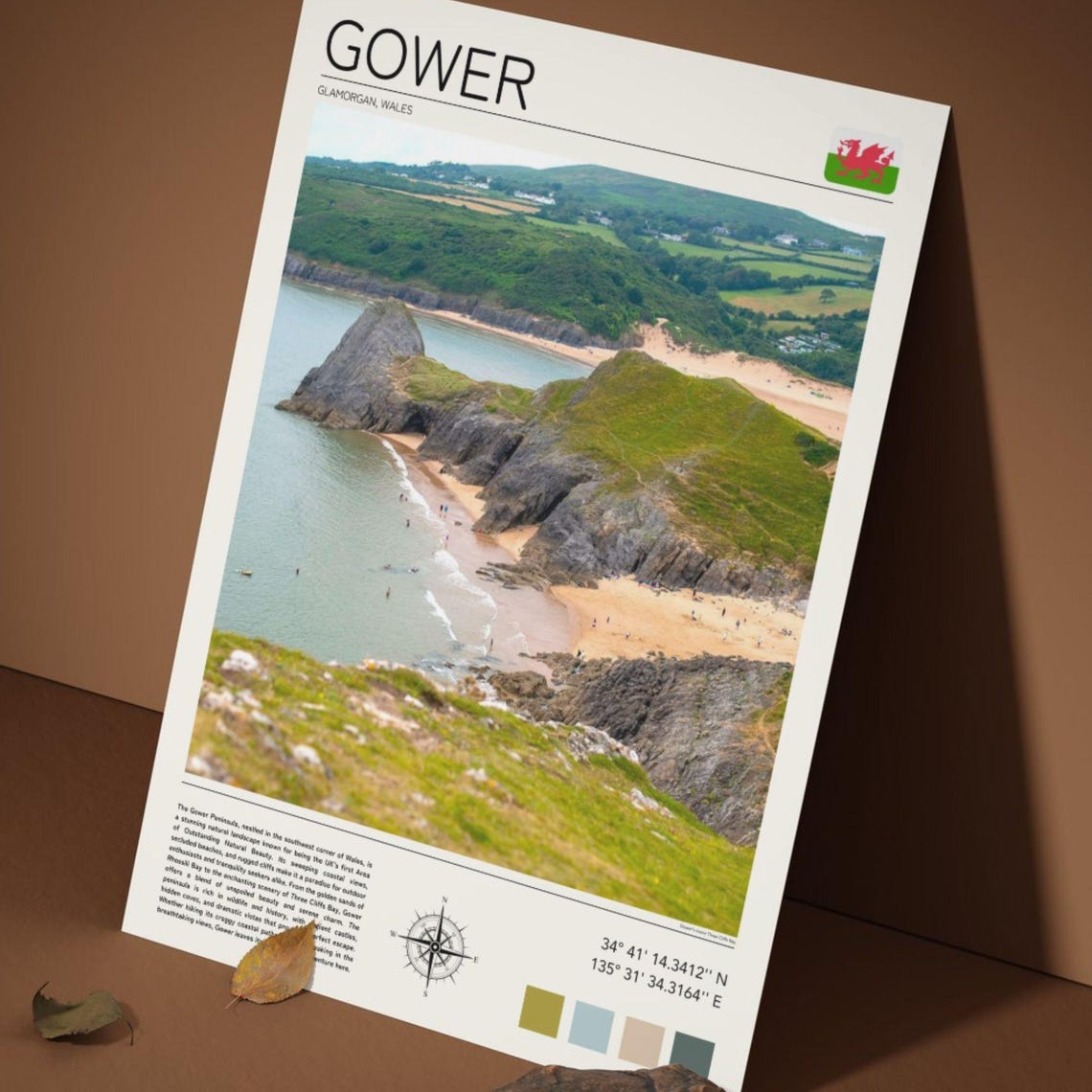 Gower Wales Dramatic Coastal Cliffs Beach Minimalist Travel Poster - Image 5