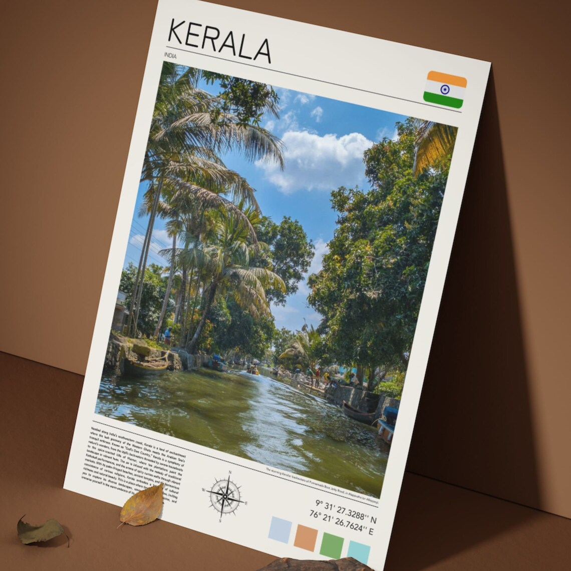 Kerala India Backwaters Palm Canals Boat Travel Poster Tropical - Image 5
