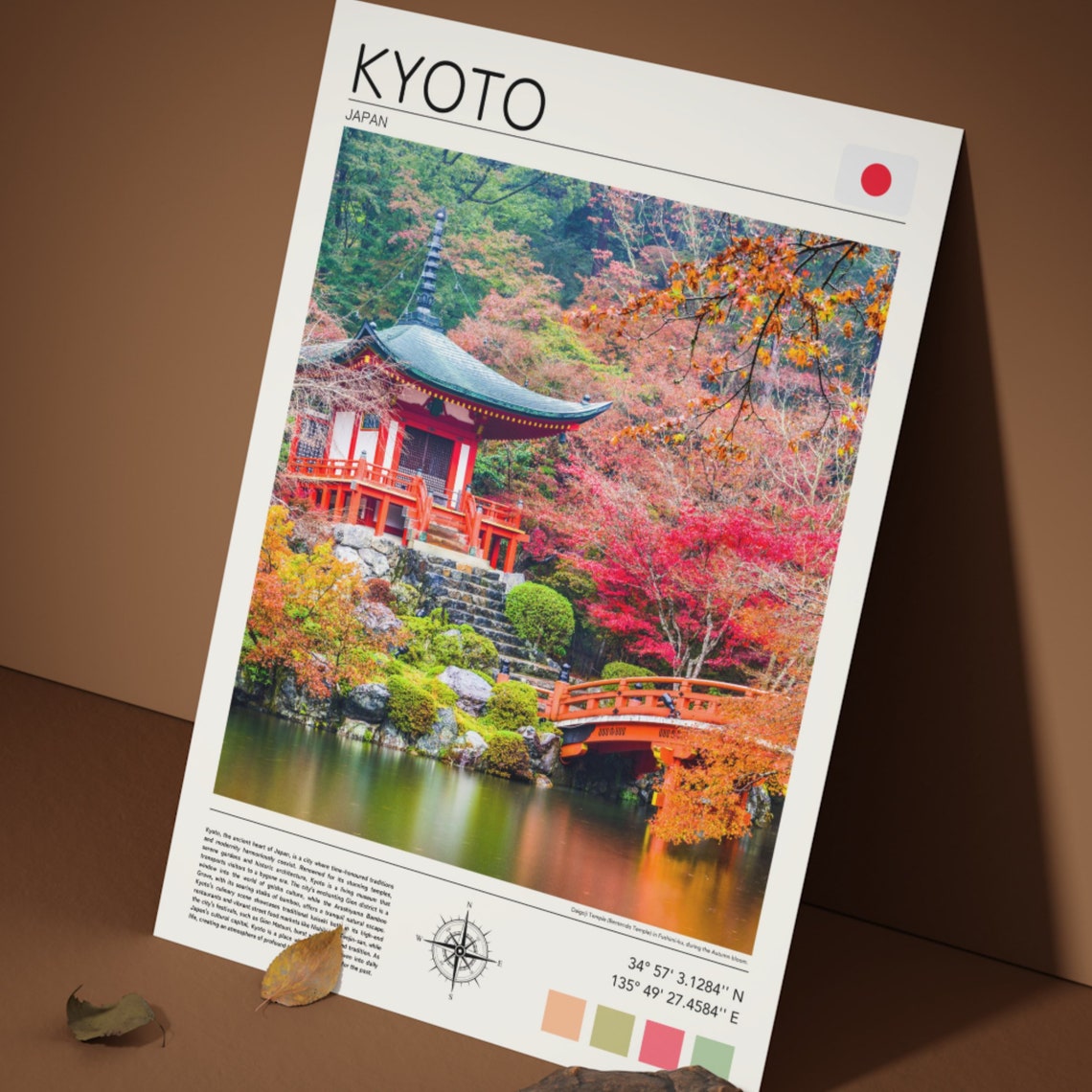 Kyoto Print Kyoto Wall Art Kyoto Japan Poster Japan Travel Art Kyoto Temple Art Japanese Temple Art Japan In The Fall - Image 4