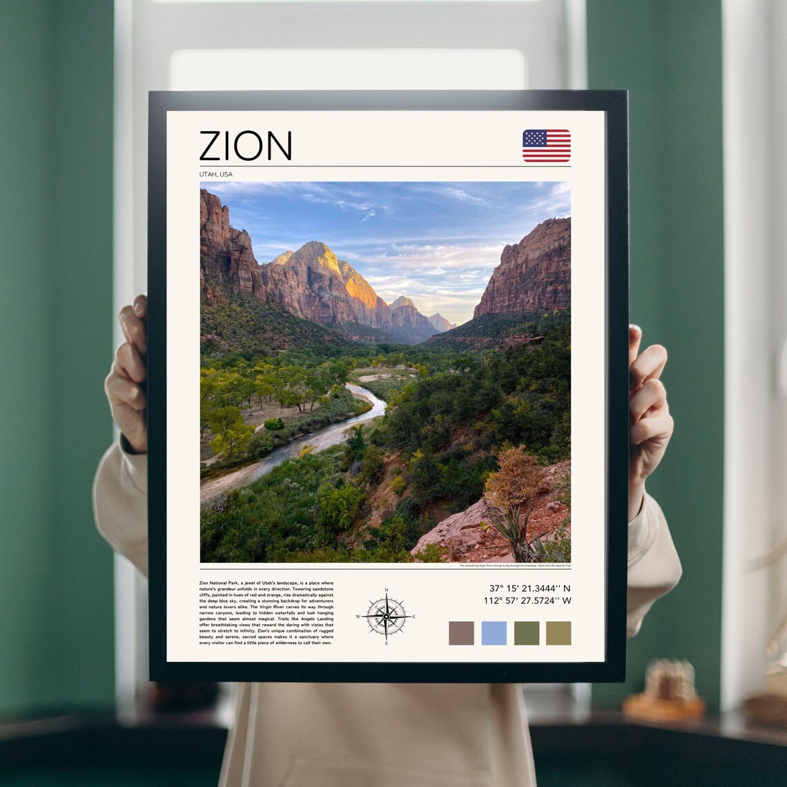 Zion National Park Utah Red Rock Canyon Scenic Overlook Poster - Image 3