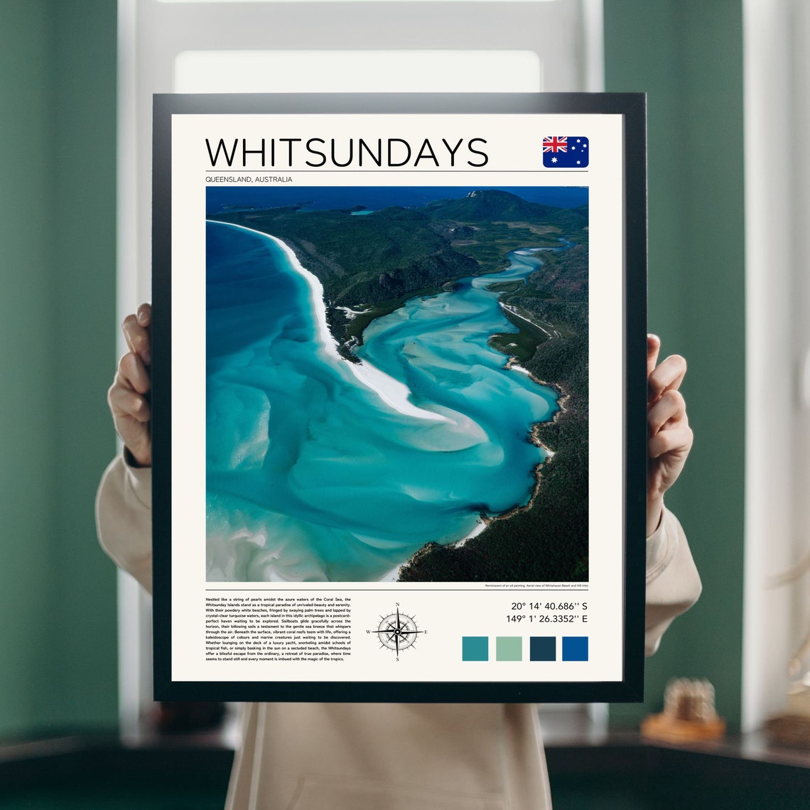 Whitsundays Australia Aerial Swirling Sands Turquoise Inlet Poster - Image 4