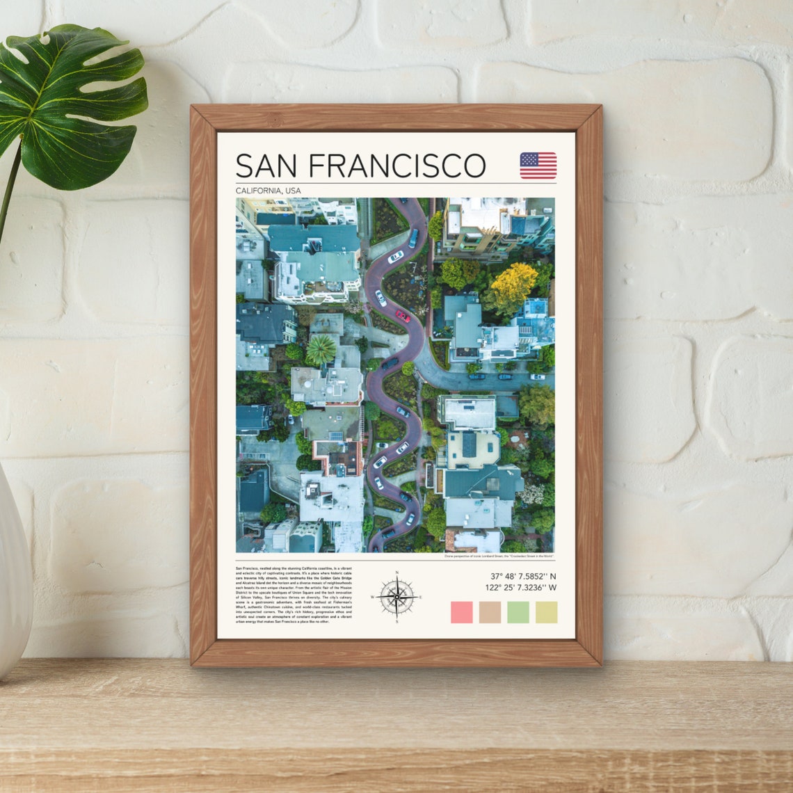 San Francisco Lombard Street Drone View Crooked Street Aerial Poster