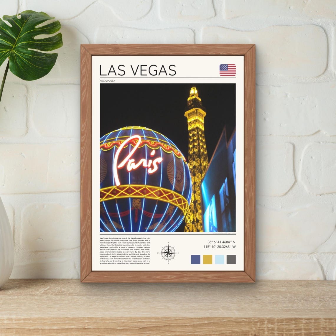 Las Vegas Nevada Paris Hotel Balloon Eiffel Tower Night Strip Poster