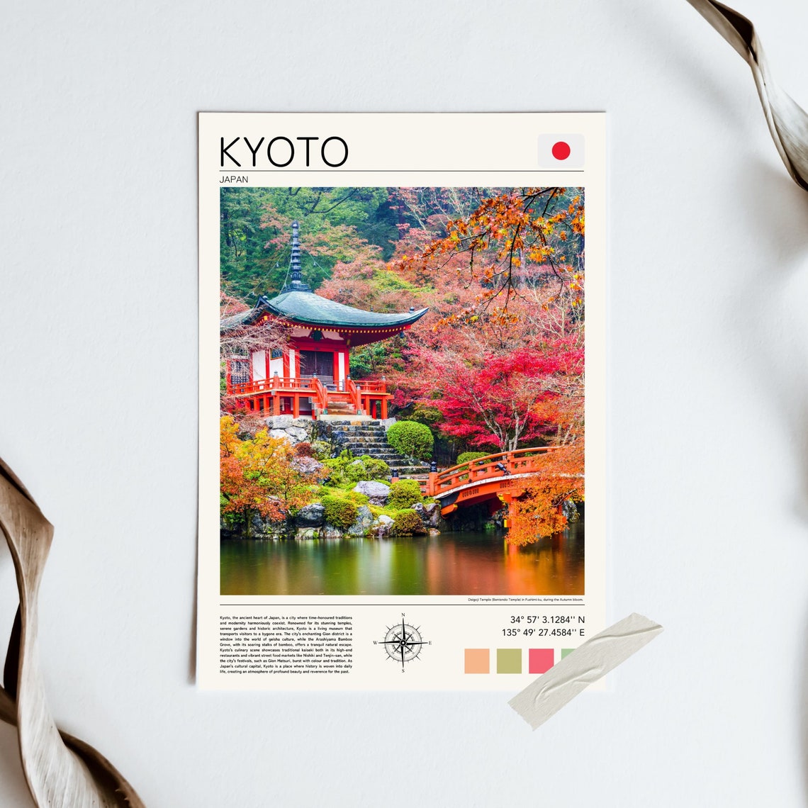 Kyoto Print Kyoto Wall Art Kyoto Japan Poster Japan Travel Art Kyoto Temple Art Japanese Temple Art Japan In The Fall - Image 5