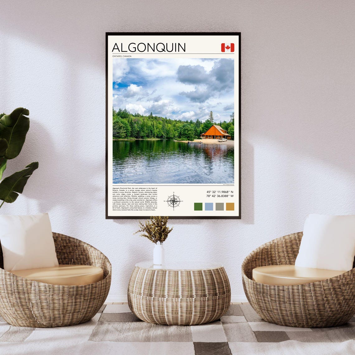 Algonquin Ontario Canada Forest Lake Lodge Canoe Nature Travel Poster - Image 2