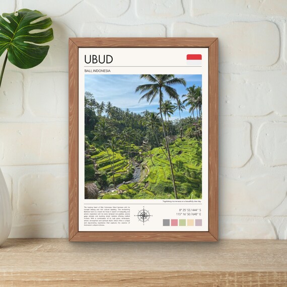 Ubud Poster Bali Wall Art Ubud Travel Print Bali Rice Paddies Ubud Gift Idea Ubud Travel Art Indonesia Travel Art Custom Print
