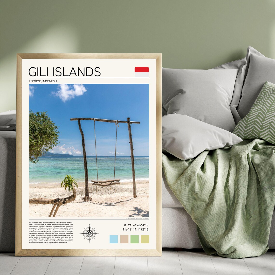 Gili Islands Travel Poster, Lombok Beach Photo - Image 3