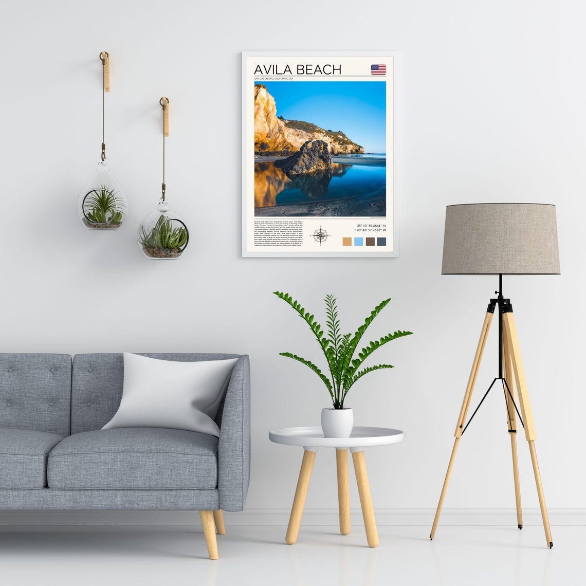 Avila Beach California Golden Cliffs Mirror Reflection Coast Poster - Image 2