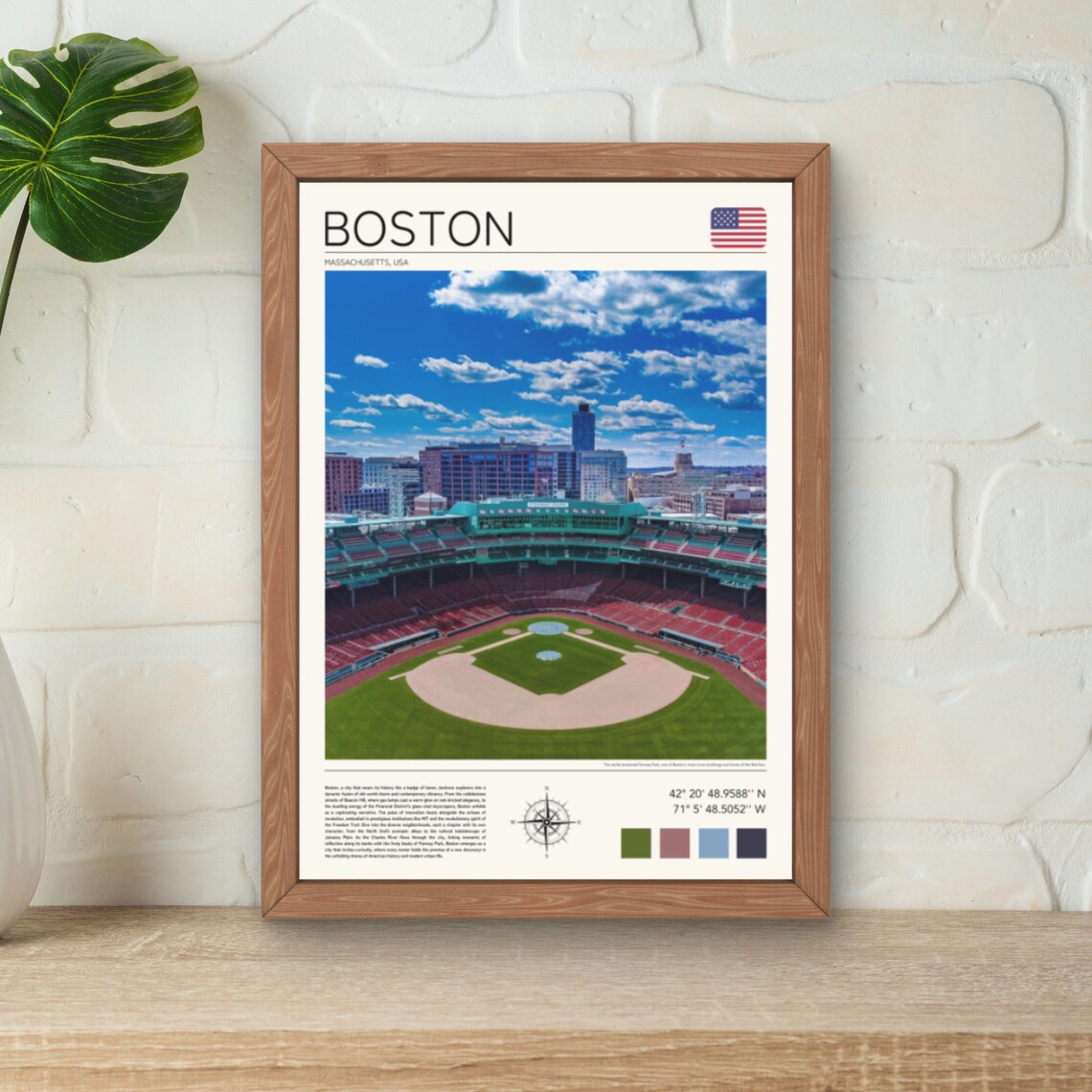 Boston Travel Poster, Massachusetts Wall Art